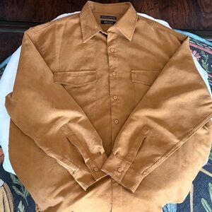 Brown sueded microfiber Button-Up Shirt